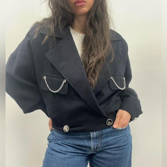 Ellen Tracy Jackets & Blazers - Ellen Tracy Black Bomber Jacket with Silver Accents